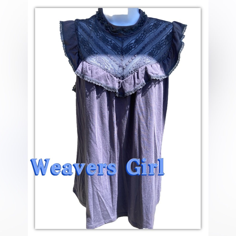Womens Weavers Girl Gray Lace Bib Tank M Medium